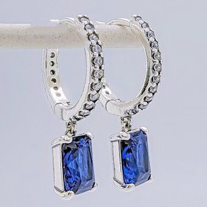 PANDORA Blue Rectangular Sparkling Hoop Earrings